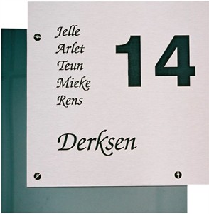 Rvs naambord met achterplaat afmeting 20 x 20 cm