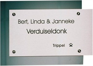 Rvs naambord met achterplaat