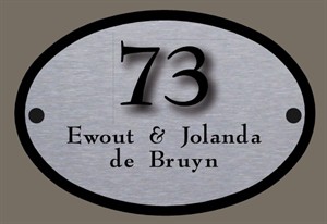Ovaal Rvs naambordje met perspex huisnummer