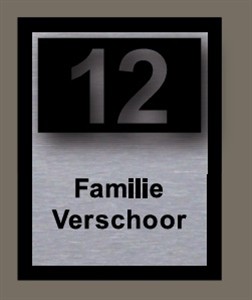 Rvs naamplaten met perspex huisnummer