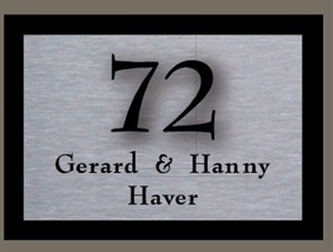 Rvs naambordje met perspex huisnummer